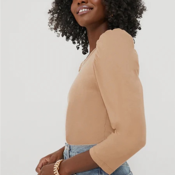 Tuckernuck Pomander Place Tan Vesty Puff Sleeve Top Small - Picture 2 of 13